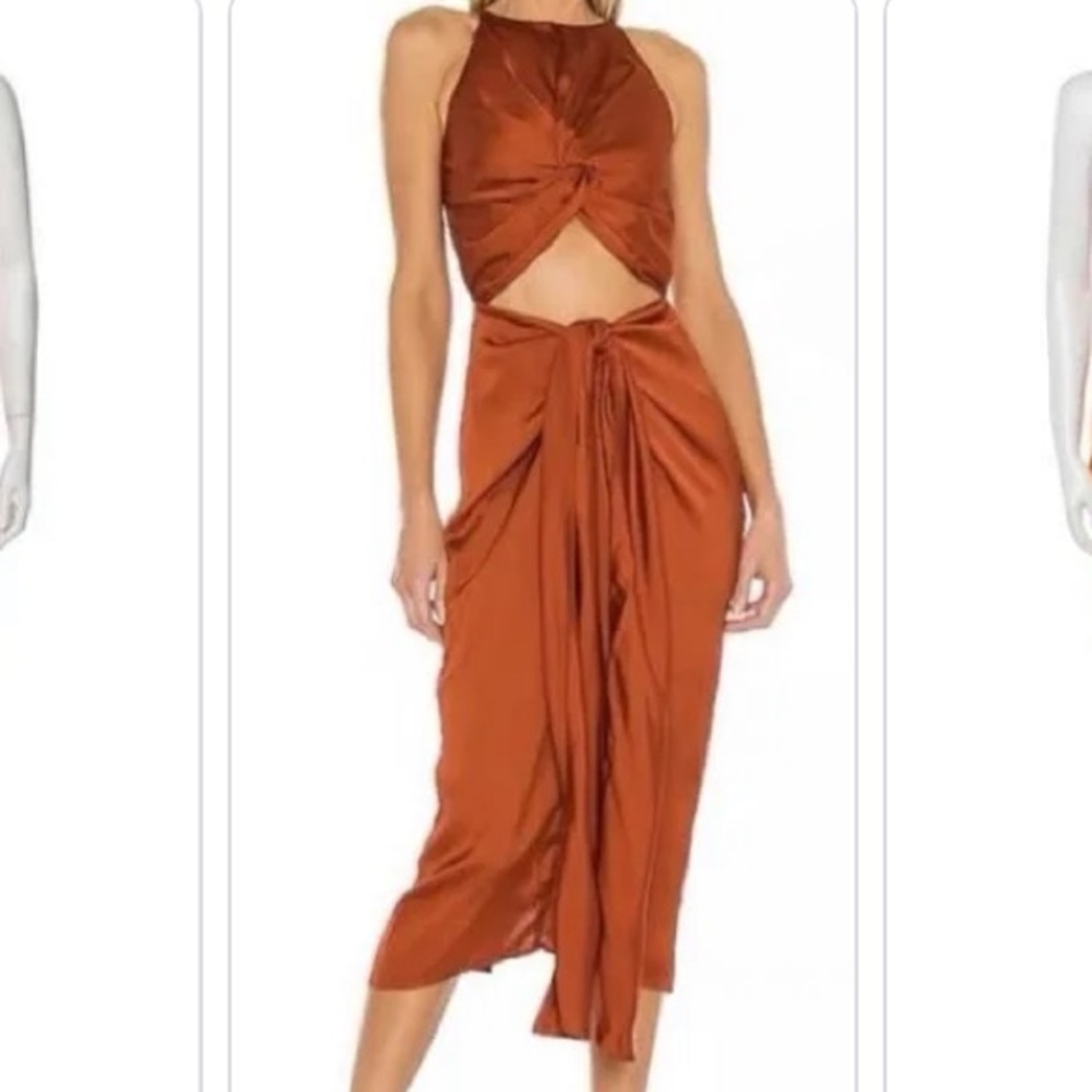 Andrea Iyamah Orange cut out Midi Dress new without tags